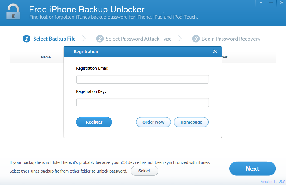 Free iPhone Backup Unlocker